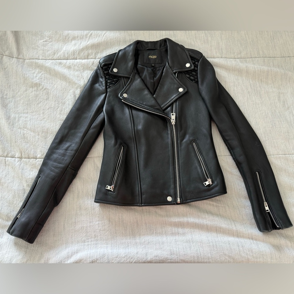 Maje Leather Biker Jacket size EU 38 (US Small-Medium)